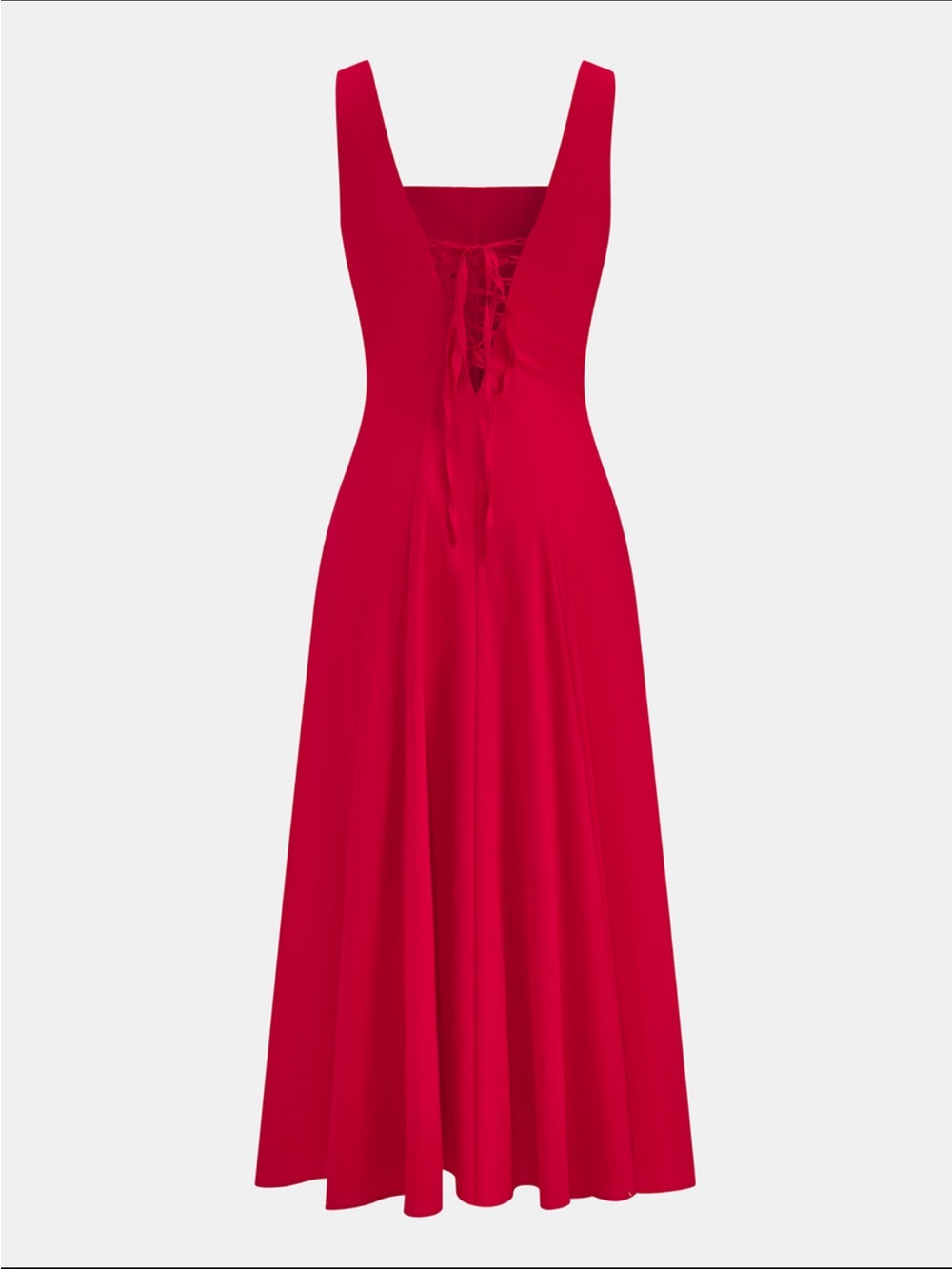 Commense Red Button-Front Midi Dress with Square Neck and Pockets - Picture 3 of 3